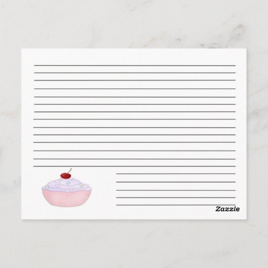 Roze cupcake Recipcard Briefkaart (Achterkant)