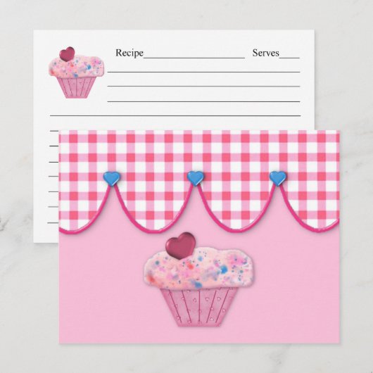 Roze cupcake Recipcard Briefkaart (Voorkant / Achterkant)