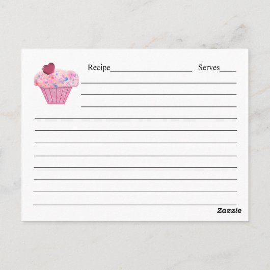Roze cupcake Recipcard Briefkaart (Achterkant)