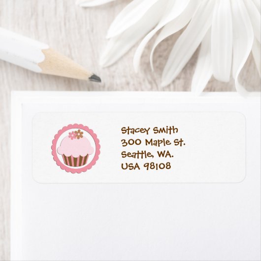 Roze Cupcake retour adres label (Insitu)