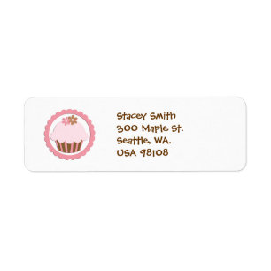 Roze Cupcake retour adres label