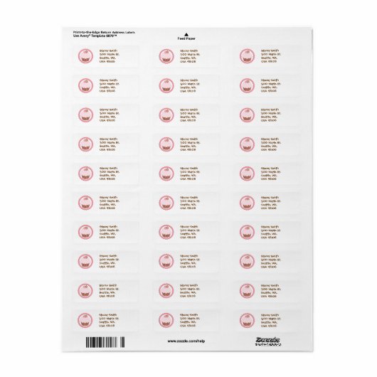 Roze Cupcake retour adres label (Full Sheet)