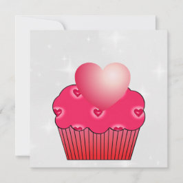 Roze Cupcake Rode Hartjes Valentijnkaart Feestdagenkaart