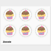 Roze Cupcake Ronde Sticker voor Kinderen (Vel)