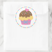 Roze Cupcake Ronde Sticker voor Kinderen (Tas)