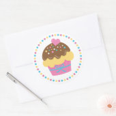 Roze Cupcake Ronde Sticker voor Kinderen (Envelop)