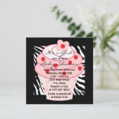 Roze Cupcake Roze Zebra Baby shower Kaart (Staand voorkant)