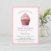 Roze Cupcake Schattige Pastel Dessert Meisje Baby  Kaart (Staand voorkant)