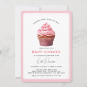 Roze Cupcake Schattige Pastel Dessert Meisje Baby  Kaart (Voorkant)