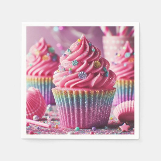 Roze cupcake servet! servet (Voorkant)