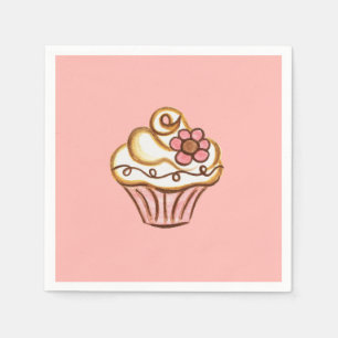 Roze cupcake servetten