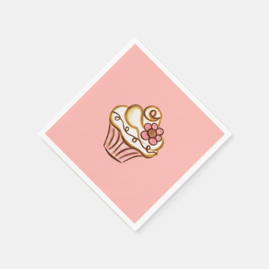 Roze cupcake servetten (Hoek)