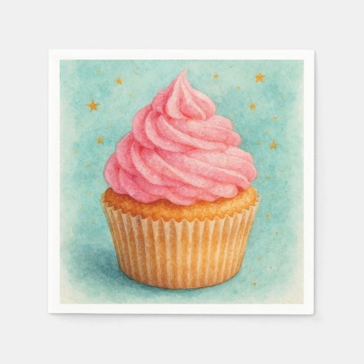 Roze Cupcake Servetten. Servet (Voorkant)