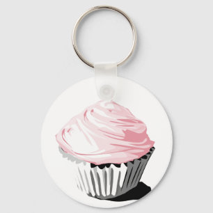 Roze cupcake sleutelhanger