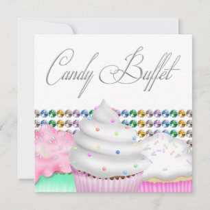 Roze Cupcake Snoep Buffet Party Invitation Kaart