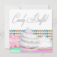 Roze Cupcake Snoep Buffet Uitnodiging