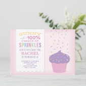 Roze Cupcake Sprinkles Birthday Kaart (Staand voorkant)