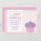 Roze Cupcake Sprinkles Birthday Kaart (Voorkant / Achterkant)
