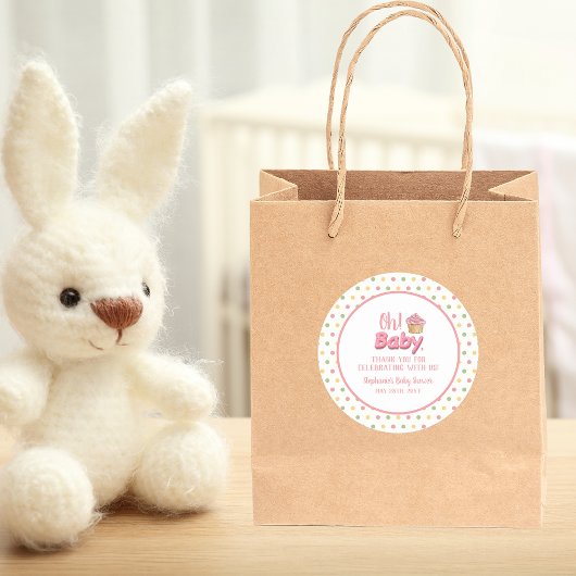 Roze Cupcake Sprinkles Dank u Ronde Sticker