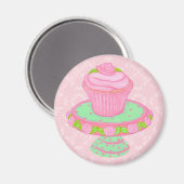 Roze Cupcake Stand Magneet (Voorkant / Achterkant)
