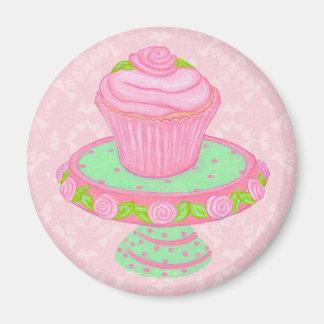 Roze Cupcake Stand Magneet