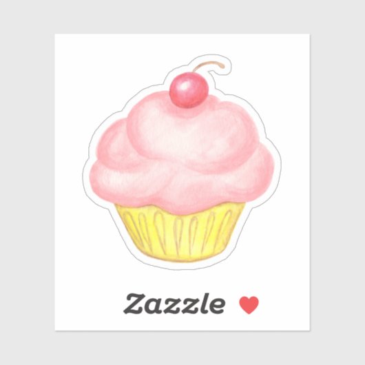 Roze Cupcake Sticker (Vel)