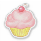 Roze Cupcake Sticker (Voorkant)