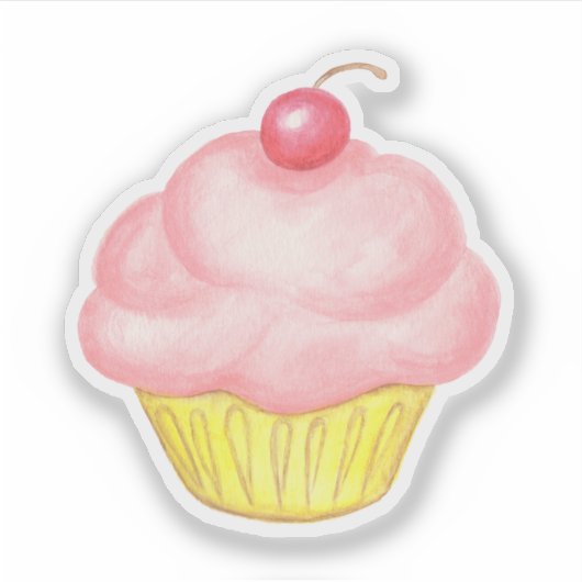 Roze Cupcake Sticker (Voorkant)