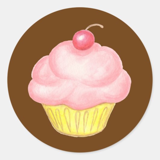 Roze Cupcake Sticker (Voorkant)