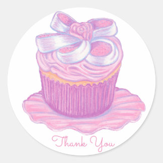 Roze Cupcake Sticker ~ Dank je