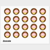 Roze cupcake-Sticker Ronde Sticker (Vel)