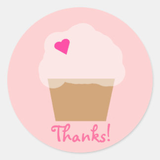 Roze cupcake-Sticker Ronde Sticker