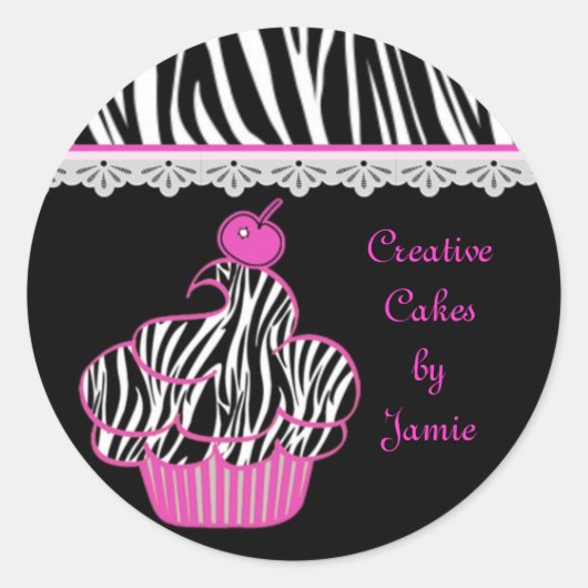 Roze cupcake-Sticker Ronde Sticker (Voorkant)