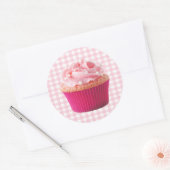 Roze cupcake-Sticker Ronde Sticker (Envelop)