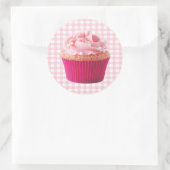 Roze cupcake-Sticker Ronde Sticker (Tas)