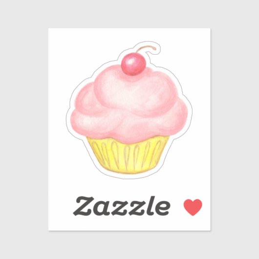 Roze cupcake-Sticker Sticker (Vel)