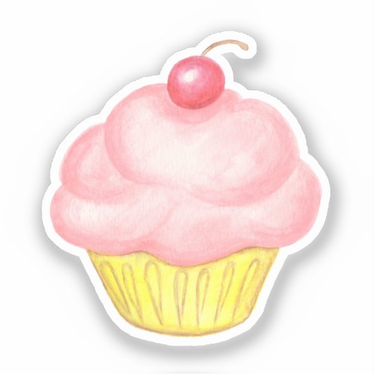 Roze cupcake-Sticker Sticker (Voorkant)