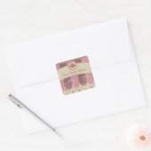 Roze cupcake-Sticker Vierkante Sticker (Envelop)