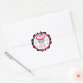 Roze Cupcake Sticker - Zwart Argyle (Envelop)