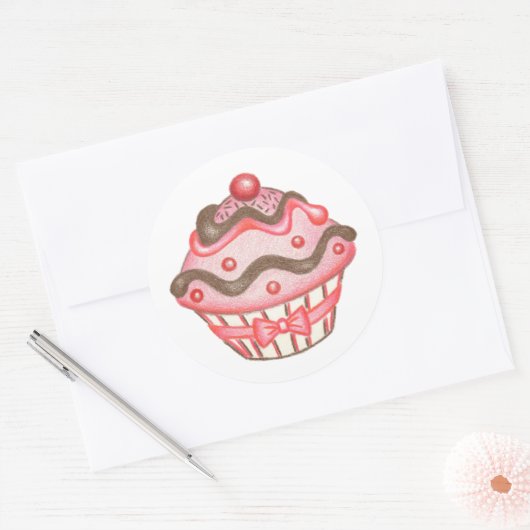 Roze Cupcake Stickers (Envelop)