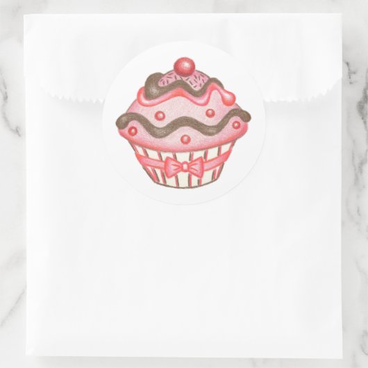 Roze Cupcake Stickers (Tas)