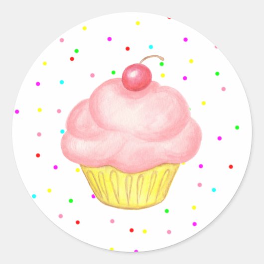 Roze Cupcake Stickers (Voorkant)