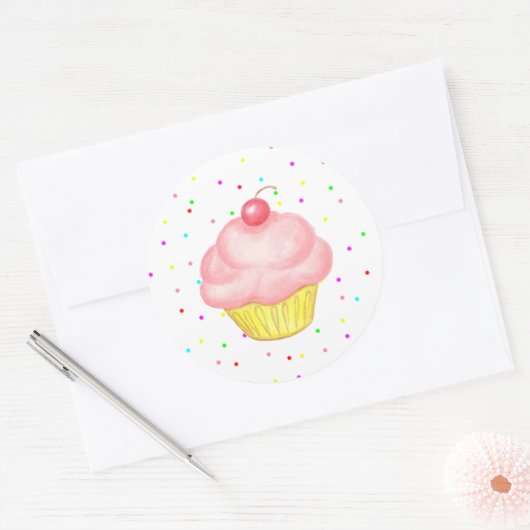 Roze Cupcake Stickers (Envelop)
