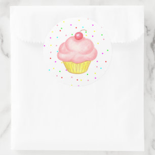 Roze Cupcake Stickers