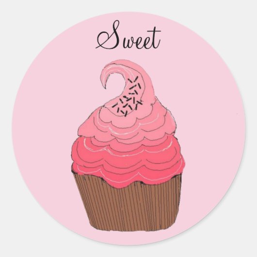 Roze Cupcake - stickers (Voorkant)
