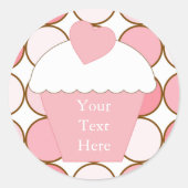 Roze Cupcake Stippen Ronde Sticker (Voorkant)