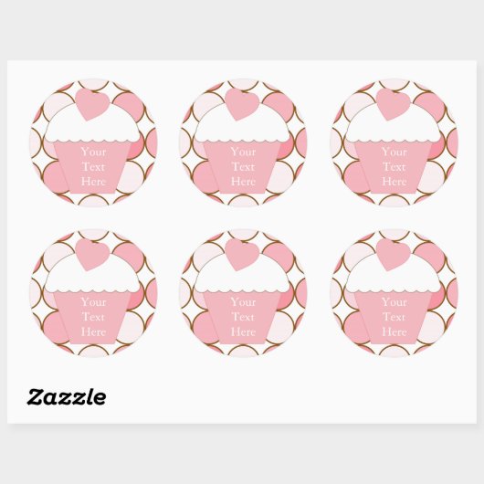 Roze Cupcake Stippen Ronde Sticker (Vel)