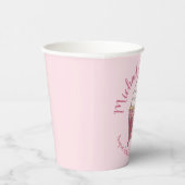 Roze Cupcake Strik met lint Bruiloft Bruidsfeest Papieren Bekers (Rechts)