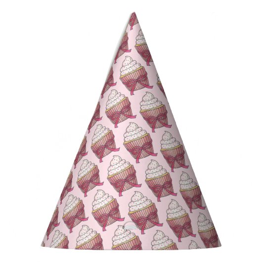 Roze Cupcake Strikje Spikkels Bruiloft Bruidsfeest Feesthoedjes (Links)