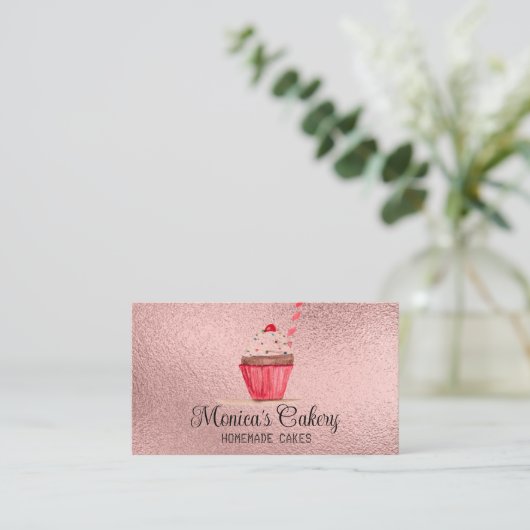 Roze cupcake Sweet Cakes Homemade Bakery Bu Visitekaartje (Staand voorkant)
